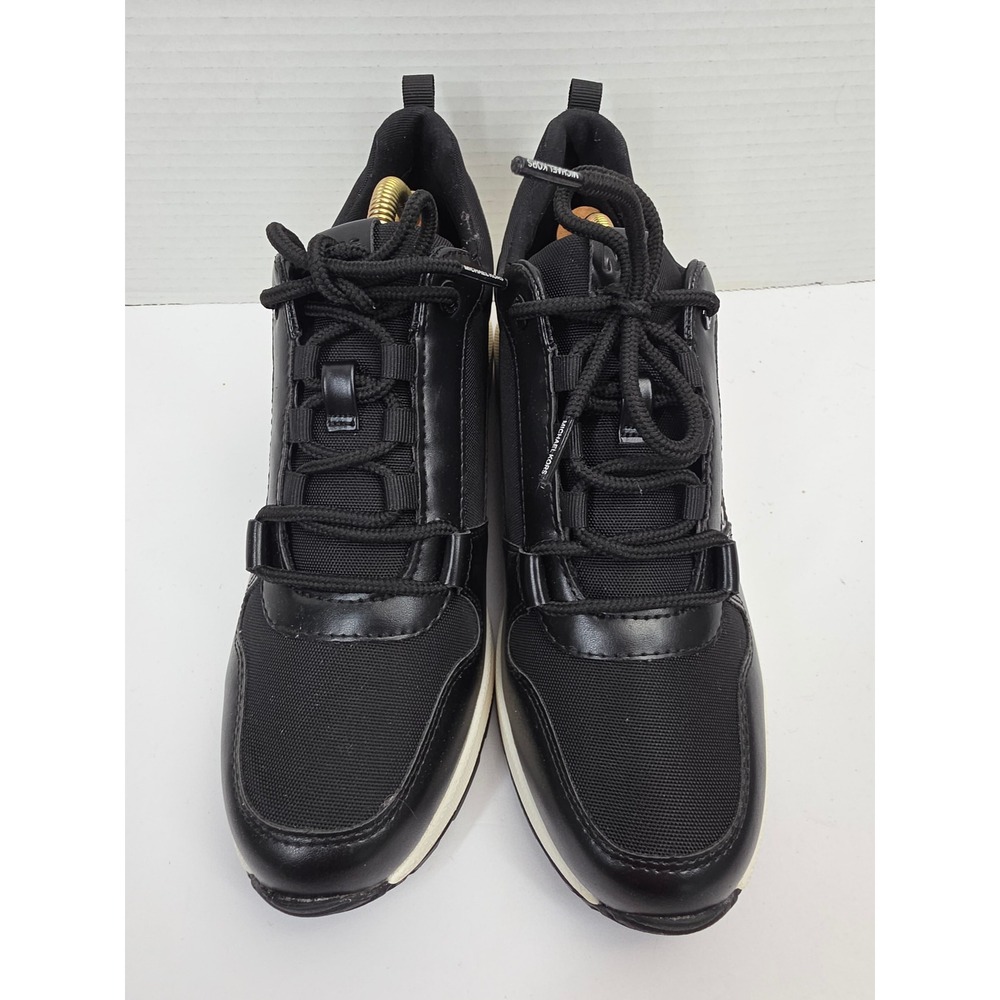 Michael Kors Stacy Trainer Black Tech Canvas Wedge Sneakers 45R3STFS1D Mens 9.5M